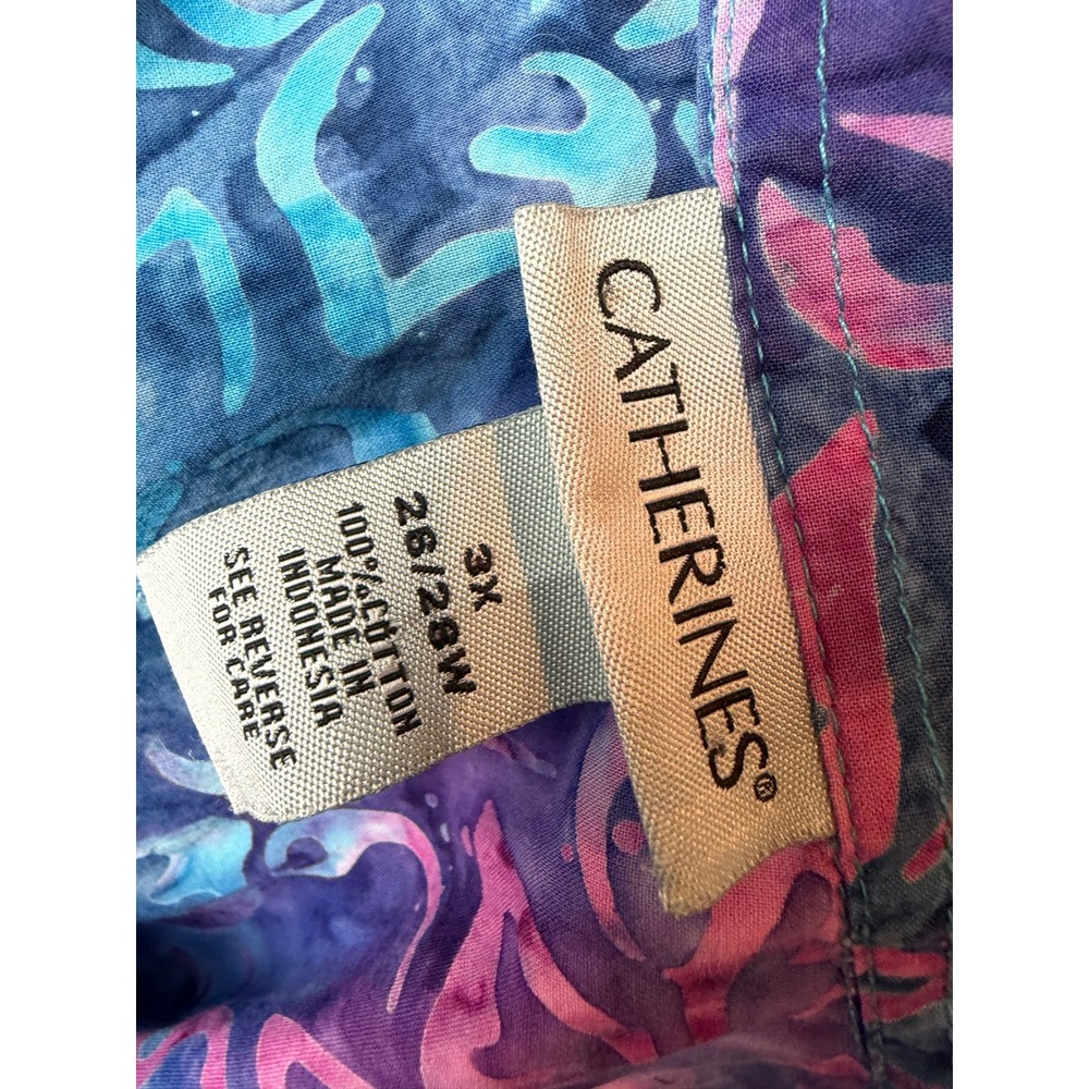 Catherines Blouse Button Front Shirt Plus Size 3X Floral 26 28W HoLe Batik - Picture 3 of 14